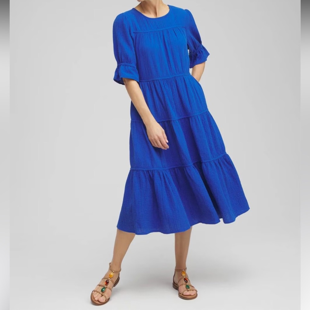 Chico's Gauze Tiered Midi Dress